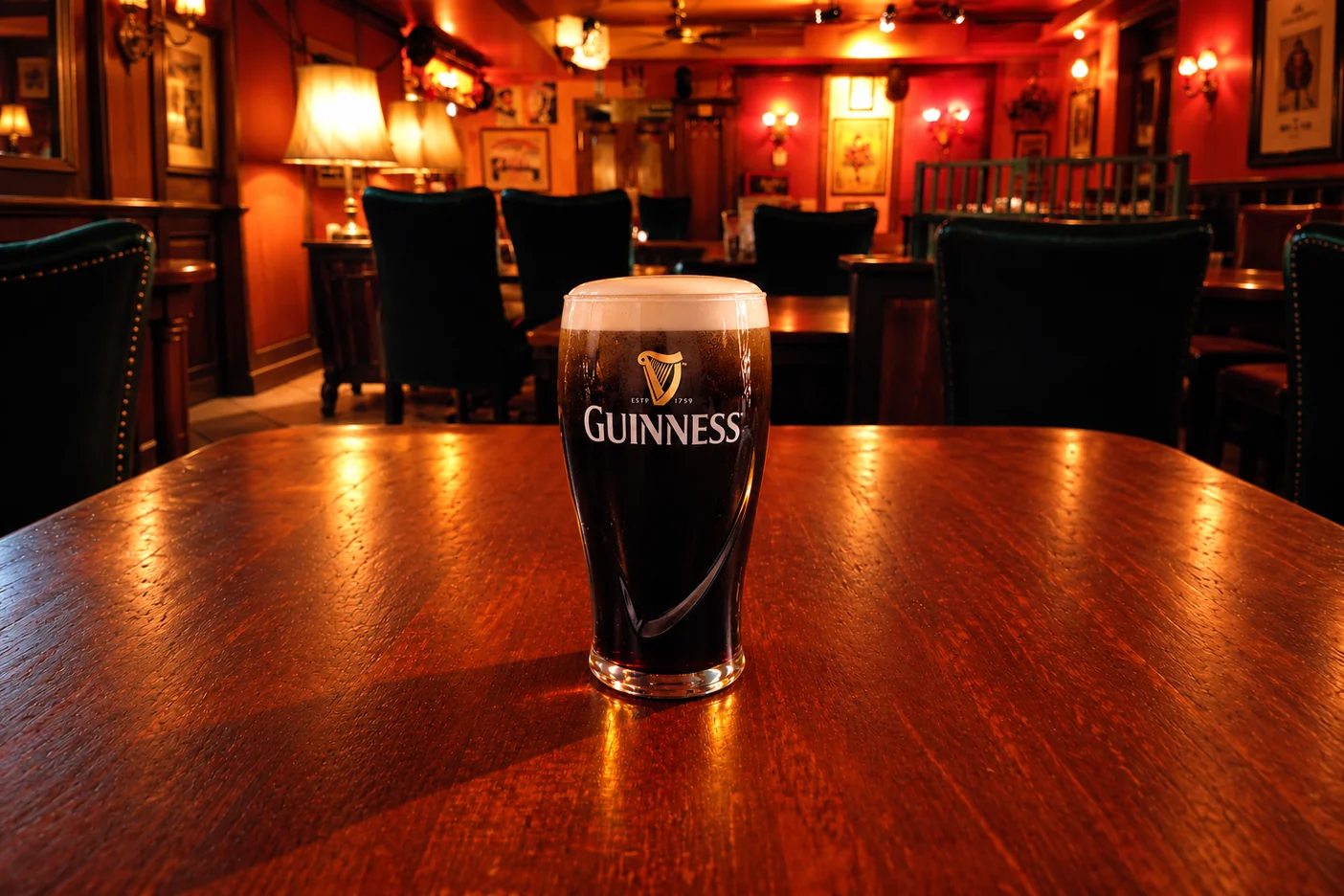 Guinness Stout auf dem Holztisch im MABEL’S